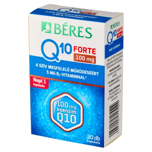Bérés Q10 Forte 100 mg kapszula koenzim Q10-et és B₁-vitamint tartalmazó étrend-kiegészítő 30 db