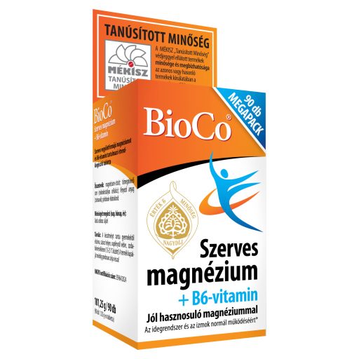 BioCo szerves magnézium + B6-vitamin étrend-kiegészítő tabletta 90 x 1,125 g (101,25 g)