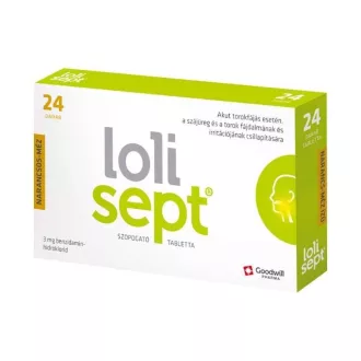 Lolisept szopogató tabletta 24db 3mg narancs-méz