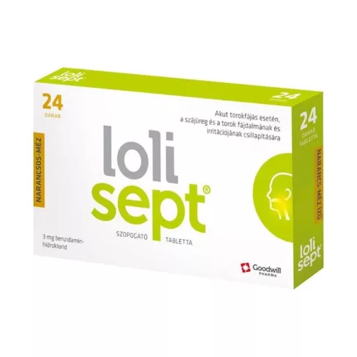Lolisept szopogató tabletta 24db 3mg narancs-méz