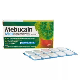   Mebucain Mint szopogató tabletta torokfájás és kaparó érzés enyhítésére 20 db