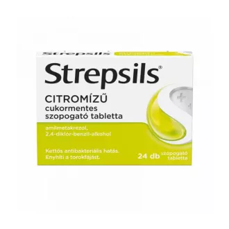 Strepsils szopogató tabletta 24db Citromízű cukormentes