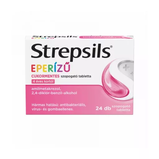 Strepsils szopogató tabletta 24db Eperízű cukormentes