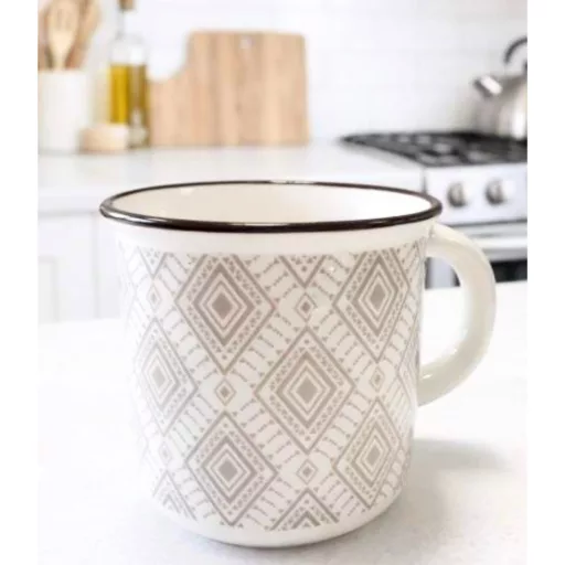 Retro porcelán bögre 370 ml – rombuszmintás 