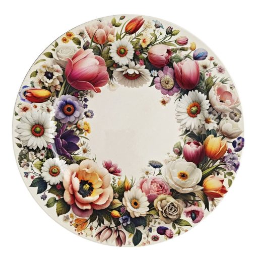 Műanyag tálca virágkoszorú 33cm 