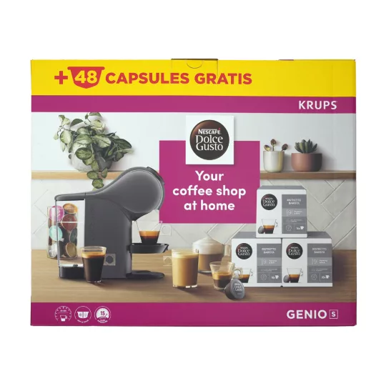 Krups Dolce Gusto Genio kávéfőző antracit + Nescafé kávékapszula 3x16db DG Ristretto