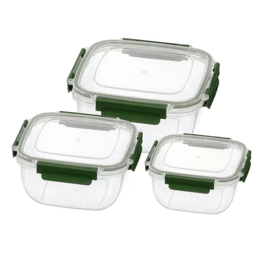 Prime ételtároló doboz szett 3 részes 500+900+1500ml - Zöld