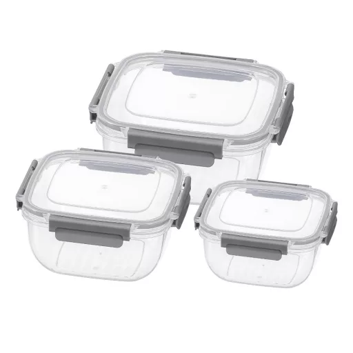 Prime ételtároló doboz szett 3 részes 500+900+1500ml - Szürke