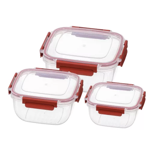 Prime ételtároló doboz szett 3 részes 500+900+1500ml - Bordó