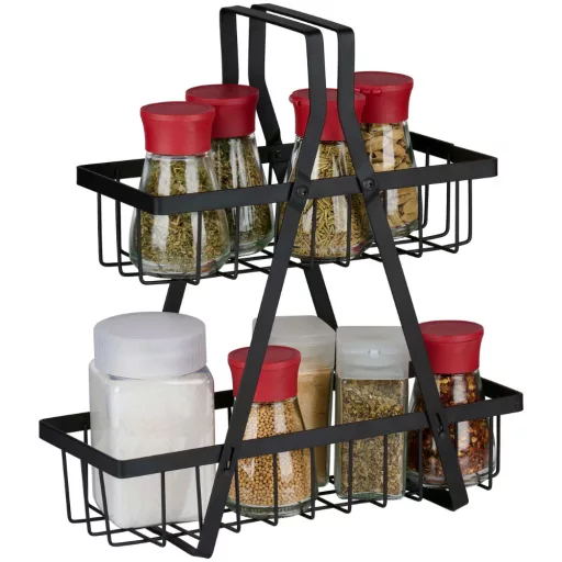 Tároló állvány 2 szintes fém 28x10x6cm