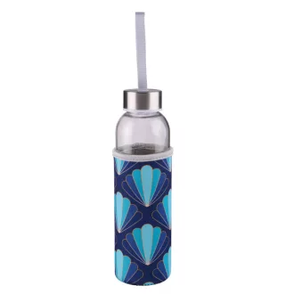   Alpina kulacs üveg 500ml növényes textil borítással - Art deco kék