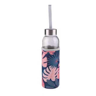   Alpina kulacs üveg 500ml növényes textil borítással - Rózsaszín dzsungel
