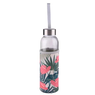   Alpina kulacs üveg 500ml növényes textil borítással - Trópusi virág