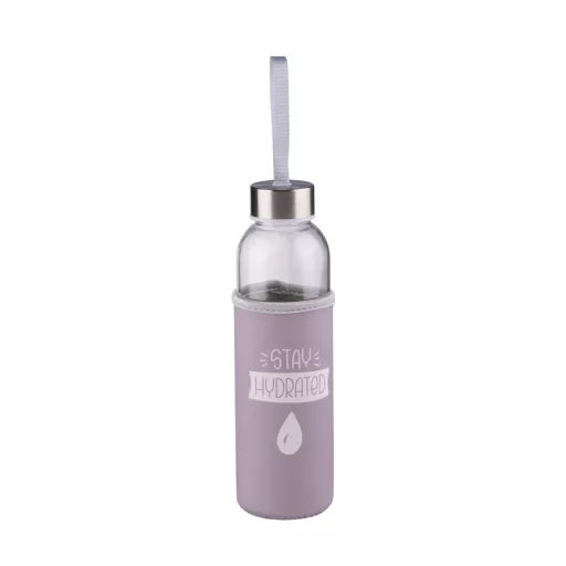 Alpina kulacs üveg 500ml feliratos textil borítással - lila