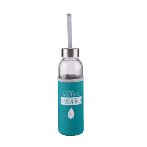 Alpina kulacs üveg 500ml feliratos textil borítással - zöld
