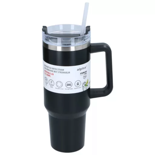 Alpina termosz pohár 1,2L szívószállal - fekete