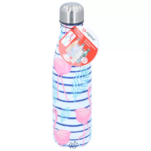 Alpina termosz acél 470ml duplafalú nyári, flamingó mintával