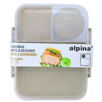 Alpina uzsonnás doboz 3részes 22x18x8cm - bézs