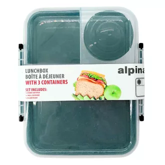 Alpina uzsonnás doboz 3részes 22x18x8cm - zöld