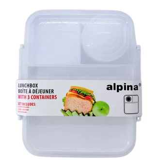 Alpina uzsonnás doboz 3részes 22x18x8cm - fehér