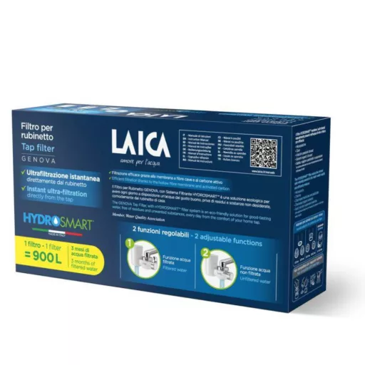 Laica Genova Hydrosmart rendszerű csapra szerelhető mikroplasztik-stop vízszűrő 900L/3hó