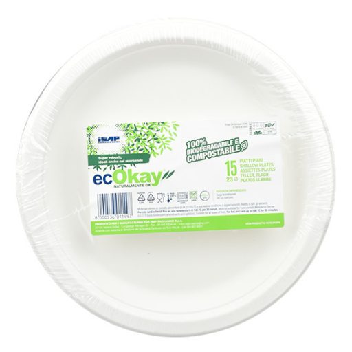 ECOKAY cukornád lapostányér 15db kerek