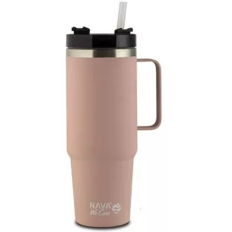   We Care rozsdamentes acél utazó termosz szívószállal 900ml - rózsaszín