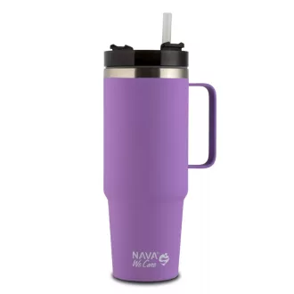   We Care rozsdamentes acél utazó termosz szívószállal 900ml - lila