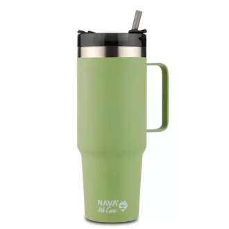   We Care rozsdamentes acél utazó termosz szívószállal 900ml - világos zöld