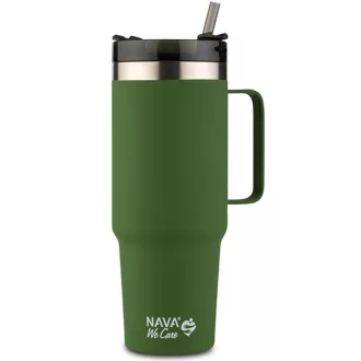   We Care rozsdamentes acél utazó termosz szívószállal 900ml - sötét zöld