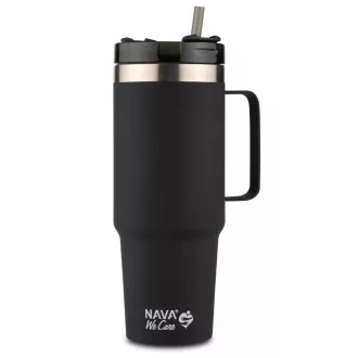   We Care rozsdamentes acél utazó termosz szívószállal 900ml - fekete