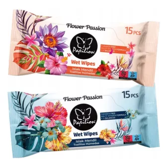 Papilion nedves törlőkendő 15db flower therapy