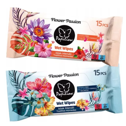 Papilion nedves törlőkendő 15db flower therapy