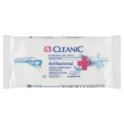 Cleanic Antibacterial nedvesített frissítő törlőkendő 15 db