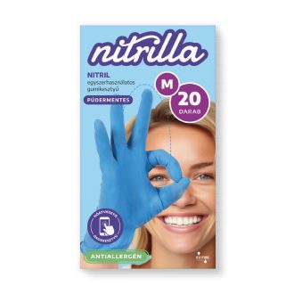 Nitrilla antiallergén gumikesztyű 20db M Kék