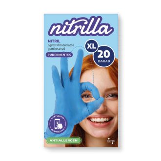 Nitrilla antiallergén gumikesztyű 20db XL Kék