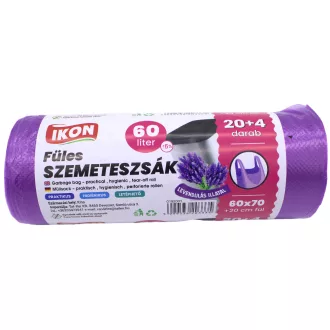 Ikon füles szemeteszsák 60x70+20cm, 60L, 20+4db/roll, lila