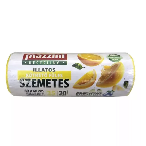 Mazzini szemeteszsák 20 db/roll Citrus illatos, köthető füles 35l (49x60cm)