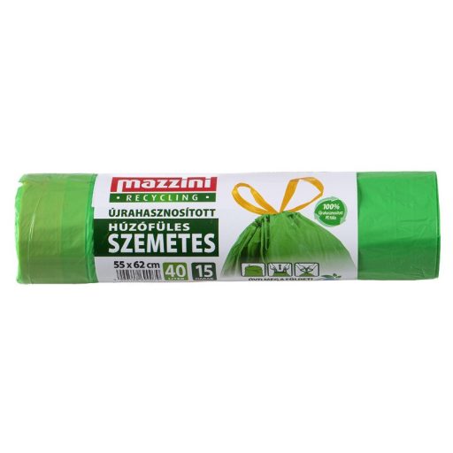 Mazzini szemeteszsák 15 db/roll újrahasznosított húzófüles 40l