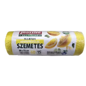  Mazzini szemeteszsák 15 db/roll Citrus illatos, köthető füles 60l (59x72cm)