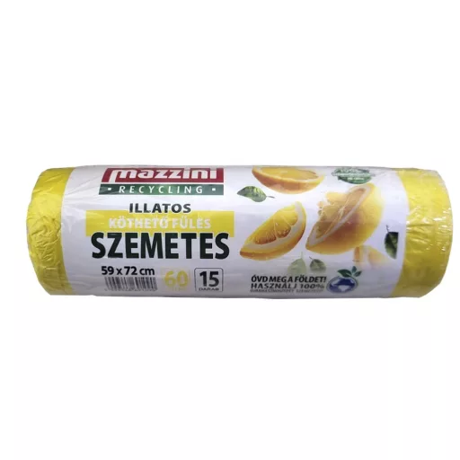 Mazzini szemeteszsák 15 db/roll Citrus illatos, köthető füles 60l (59x72cm)