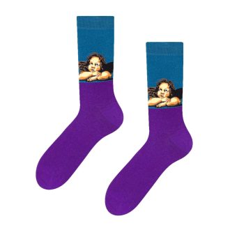 Vidám felnőtt zokni, angyalkás mintával (1 pár)