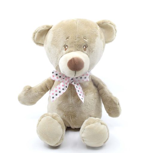 Dormi plüss maci ülő 22cm - Rózsaszín masnival