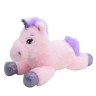 Fekvő plüss unikornis 30cm - Rózsaszín