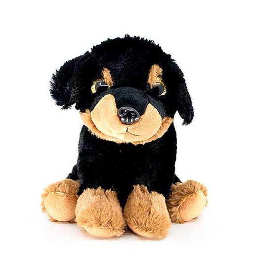 Ülő kutya 17cm - Fekete-barna Rottweiler