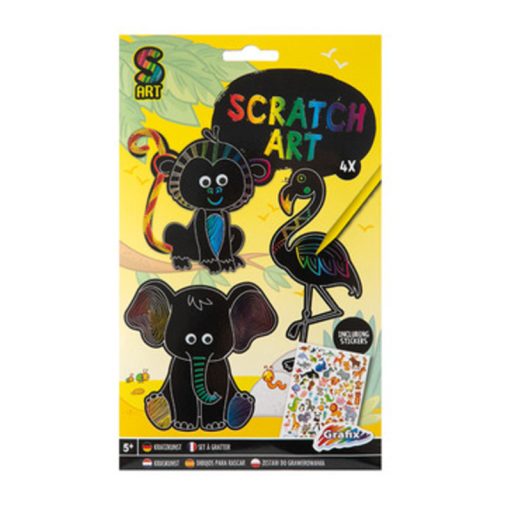 Csináld magad állatos képkarcoló kaparó tollal 4db - Szafari