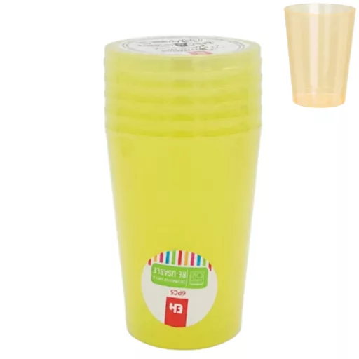 Műanyag pohár 280ml 6db - Sárga