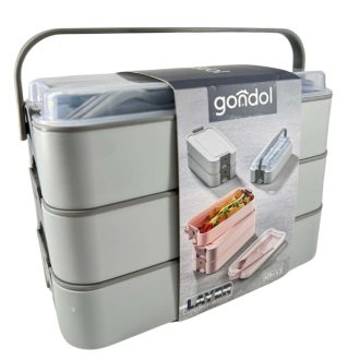   Ételtároló doboz villával és kanállal 3 részes - Szürke