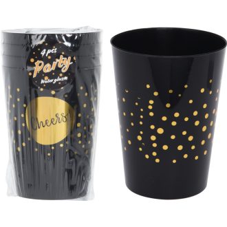 Cheers műanyag pohár szett 4 db - Fekete
