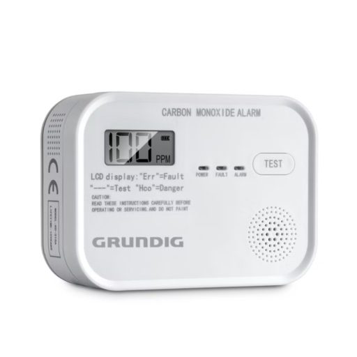 Grundig szénmonoxid érzékelő (CO) 10,7x7,7x3,6cm 116g  3x AA/LR6 elemmel